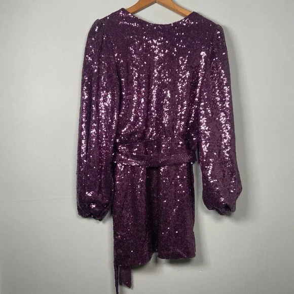 Francesca’s Miami Purple Sequin Long Sleeve Party Dress NWT Size S Cocktail - Picture 8 of 15